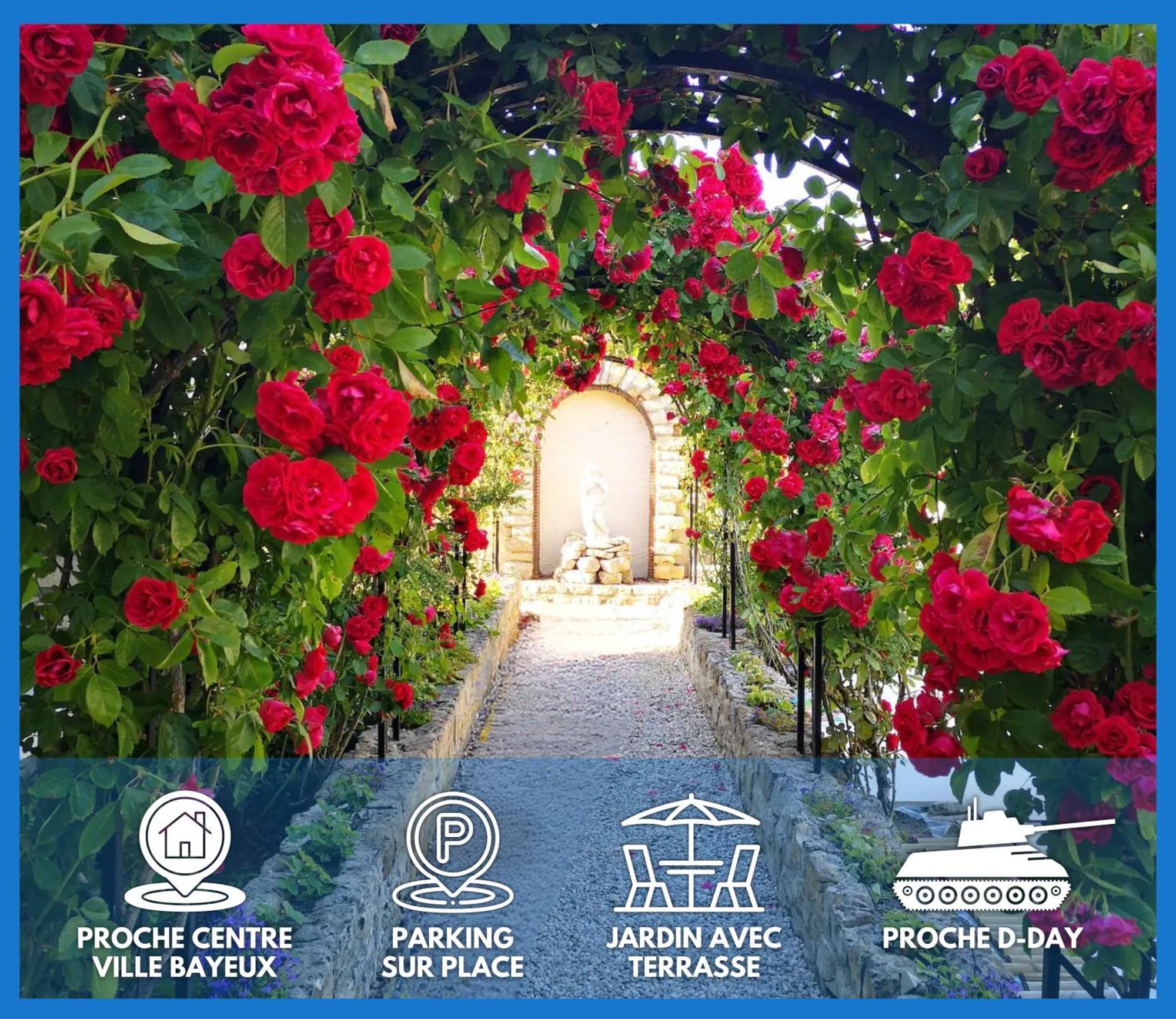 La Roseliere Maison Plain Pied Confortable Belle Decoration Jardin Magnifique 10 Mn A Pied Centre Ville Bayeux Proche Plages Du Debarquement Exteriör bild